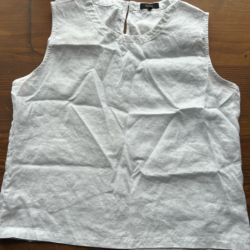 Quince 100% Linen White Tank Top